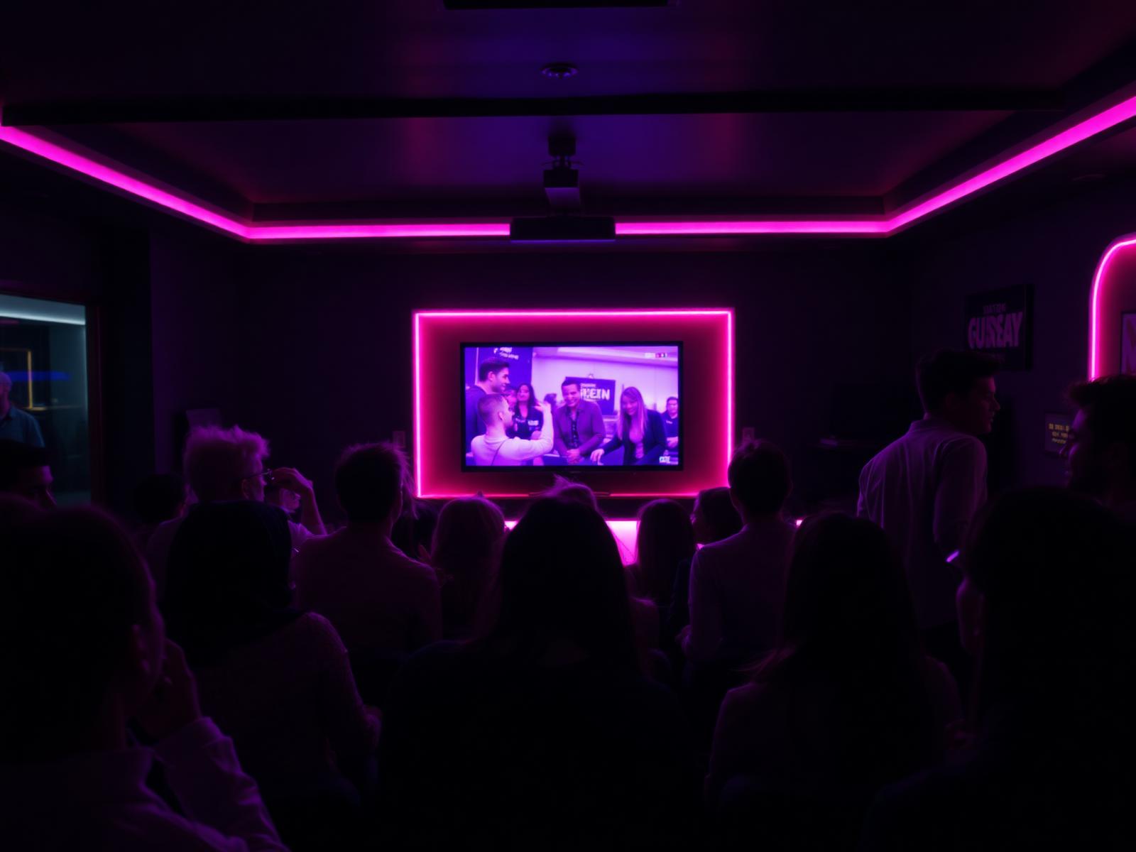 Community gathered for a watch party